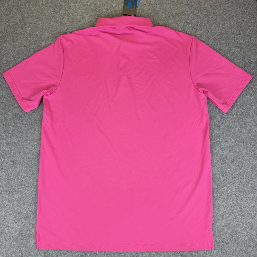 Scales Polo Shirt Mens Large L Hot Pink Tropical Floral Collar Fish Golf Top New